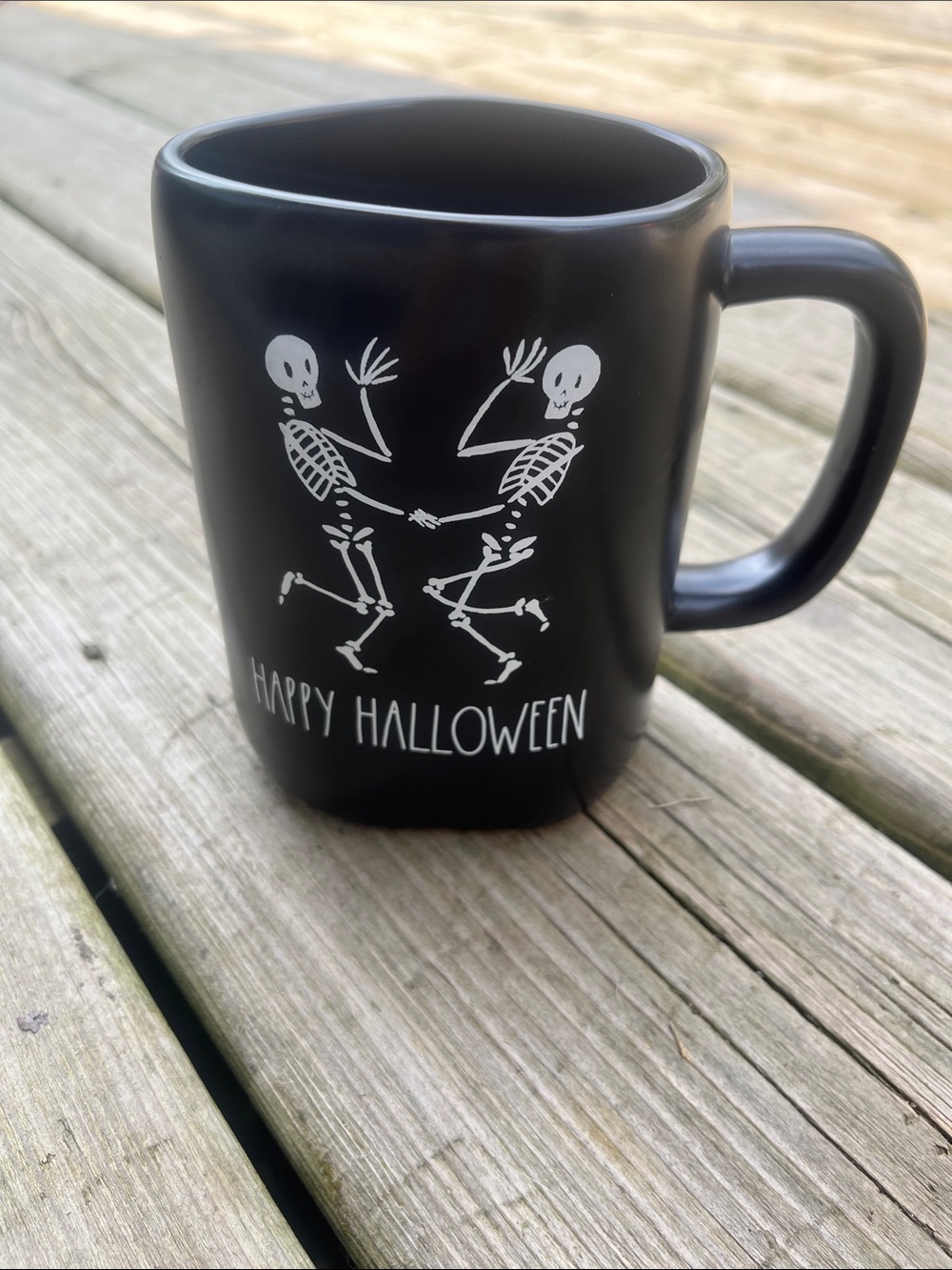 Retired Rae Dunn Black 'Happy Halloween' Skeleton Mug